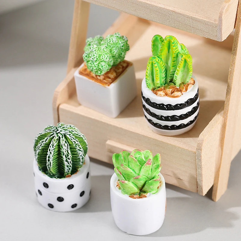 

Simulation Mini Potted Plants Dollhouse Miniature Cactus Green Plant In Pot Furniture Home Decoration Accessories