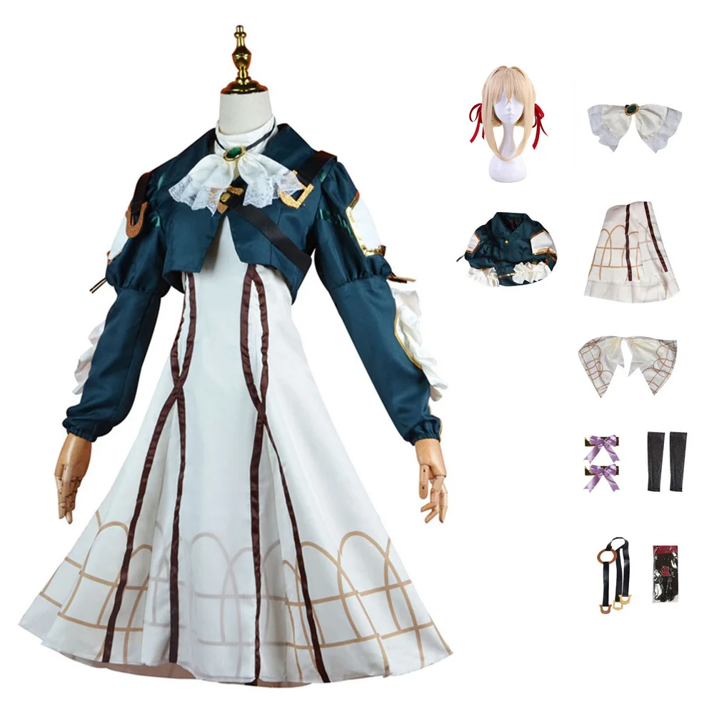 

Аниме фиолетовый костюм Evergarden для косплея Хэллоуин для женщин юбка для выпускного вечера карнавальные костюмы куртки галстук-бабочка