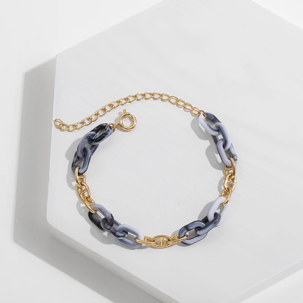 Женский браслет-цепочка из акрила и металла толстый браслет в стиле панк с