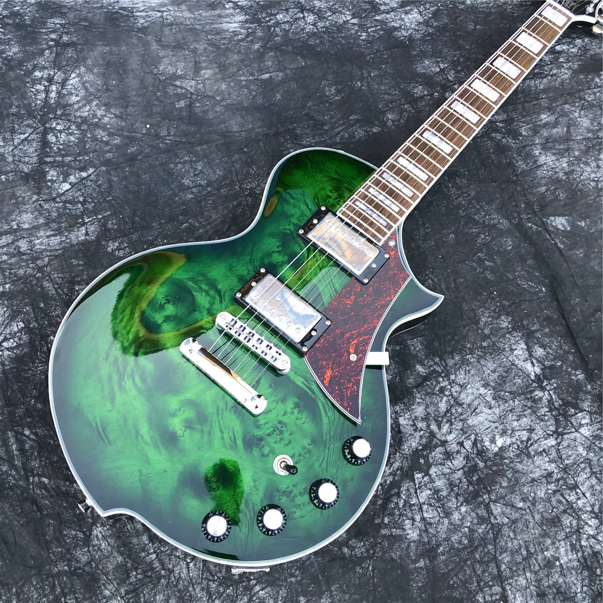 

Grote Green Burl Top 6 Strings Electric Guitar,Rosewood Fingerboard Solid Wood LP Guitar,In Stock,Free Shipping