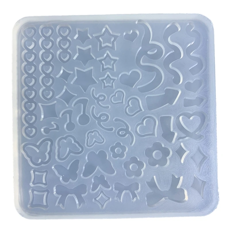 

XXFD Silicone Mold Small Love Heart Star Butterflies Color Strip Filler Resin Mold for Epoxy Casting DIY Keychain Decorations