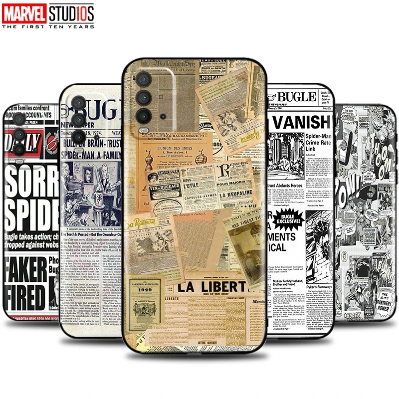 

Marvel Nostalgic Newspaper Phone Case For Xiaomi Redmi Note 9 9S 9T 10T 10S 10 Pro Max 5G 9T 9A 9C 9i Coque Silicone Cover