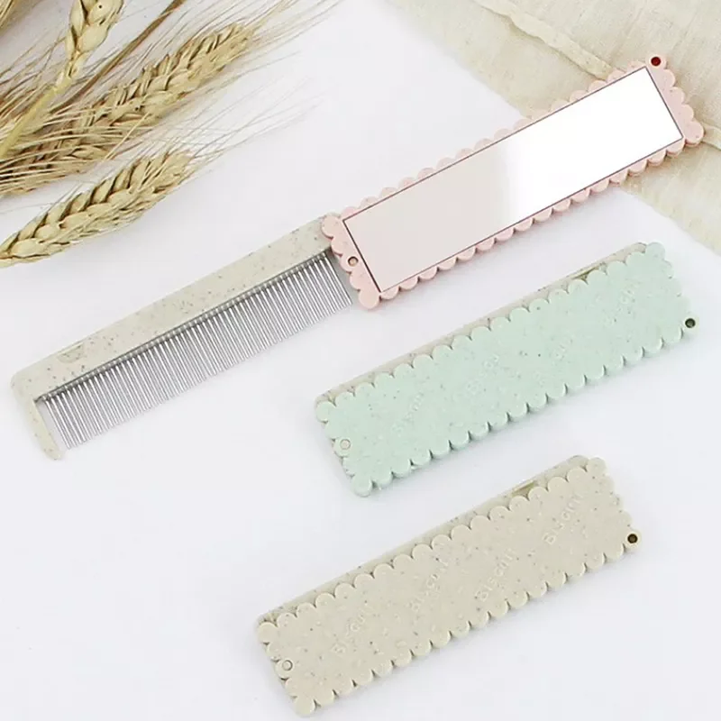 

NEW IN Portable Folding Mirror Comb Set Makeup Mirror Cute Mirror Comb For Girls Pocket Size Travel Comb
