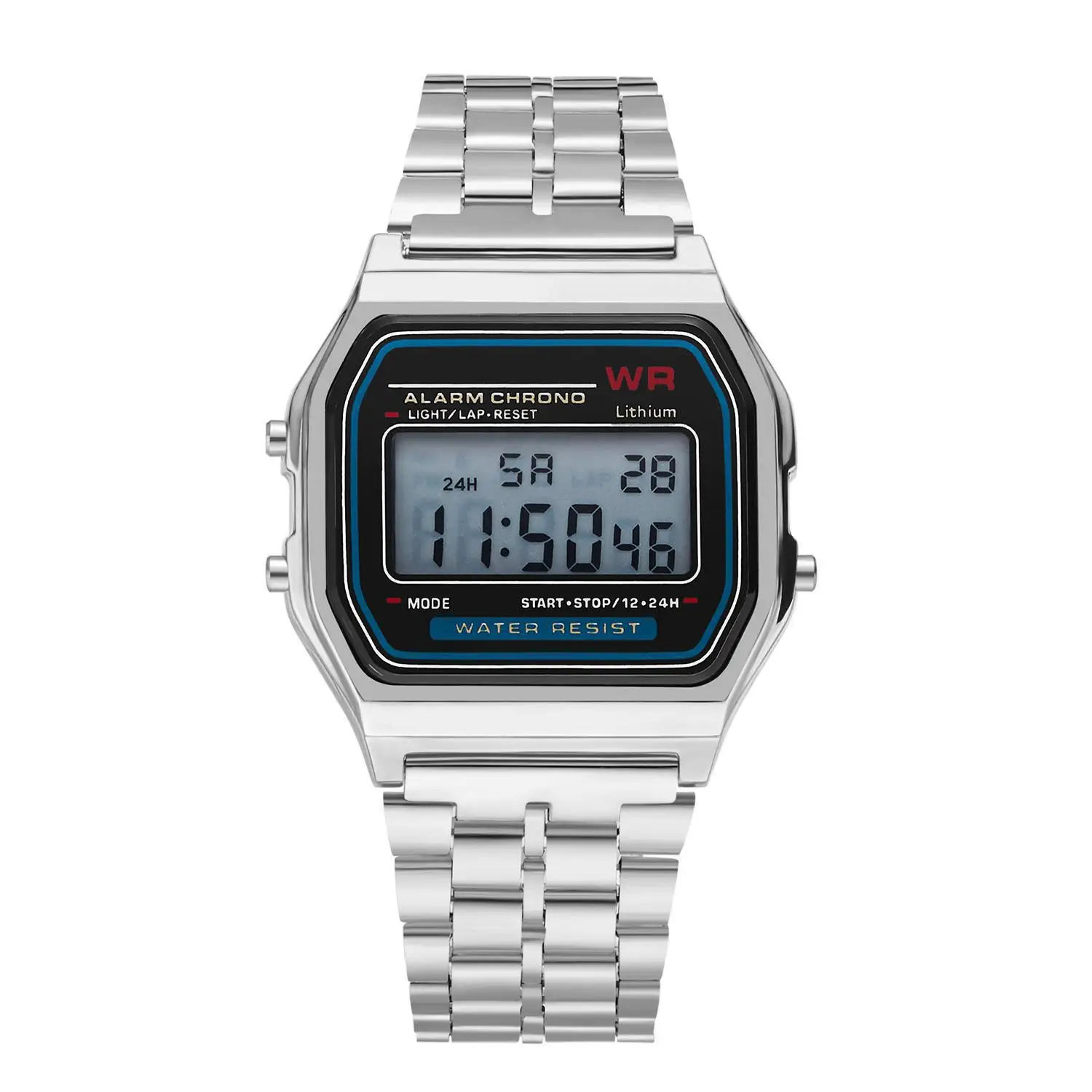 Luminous Calendar Stainless Steel Digital Watches Clock