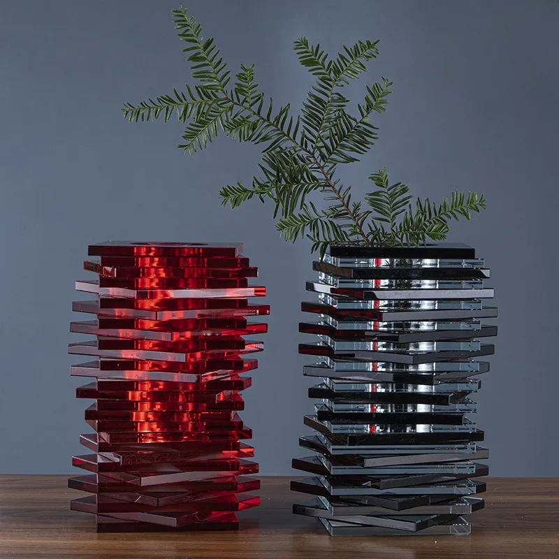 Геометрическая стеклянная ваза вращающаяся невыровненная стеклянные