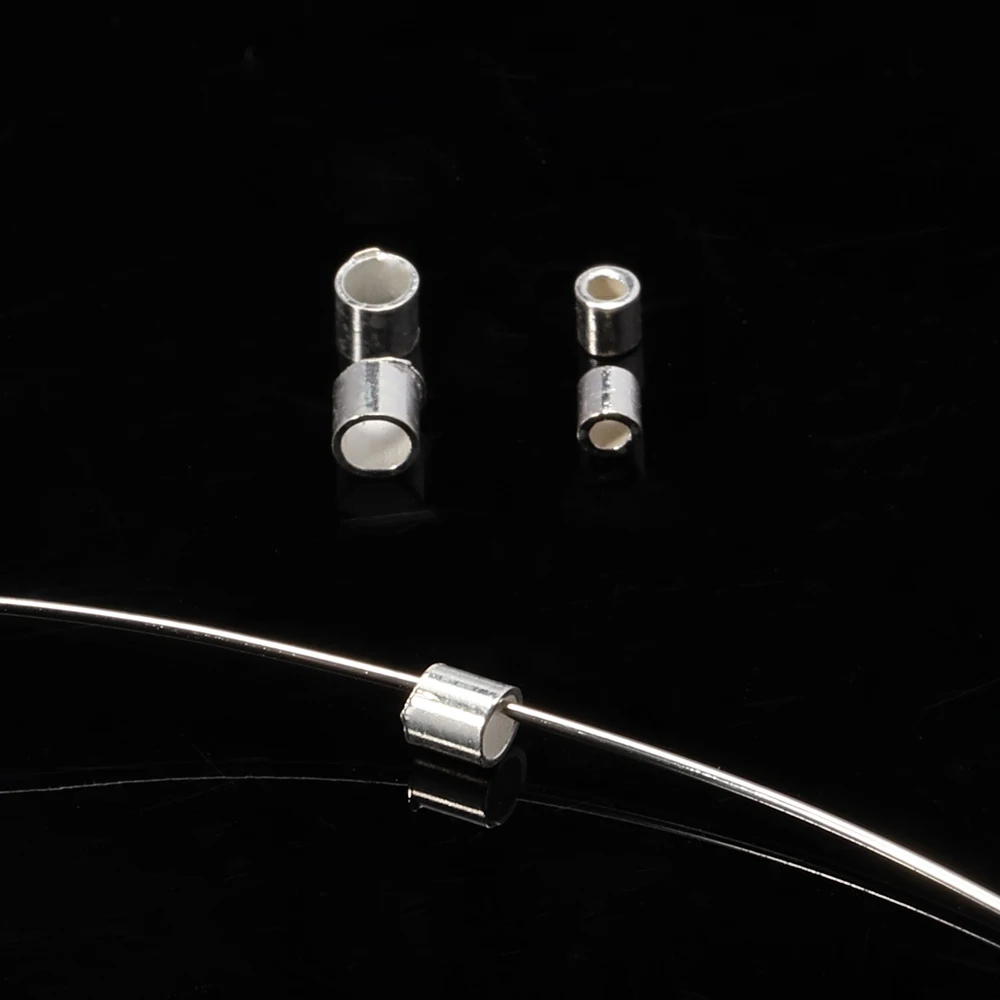 1.5MM 2MM 20Pcs New Fashion Tube Crimp End Beads Crimps End Beads Fastener For DIY Jewelry Making Findings Supplies Necklace