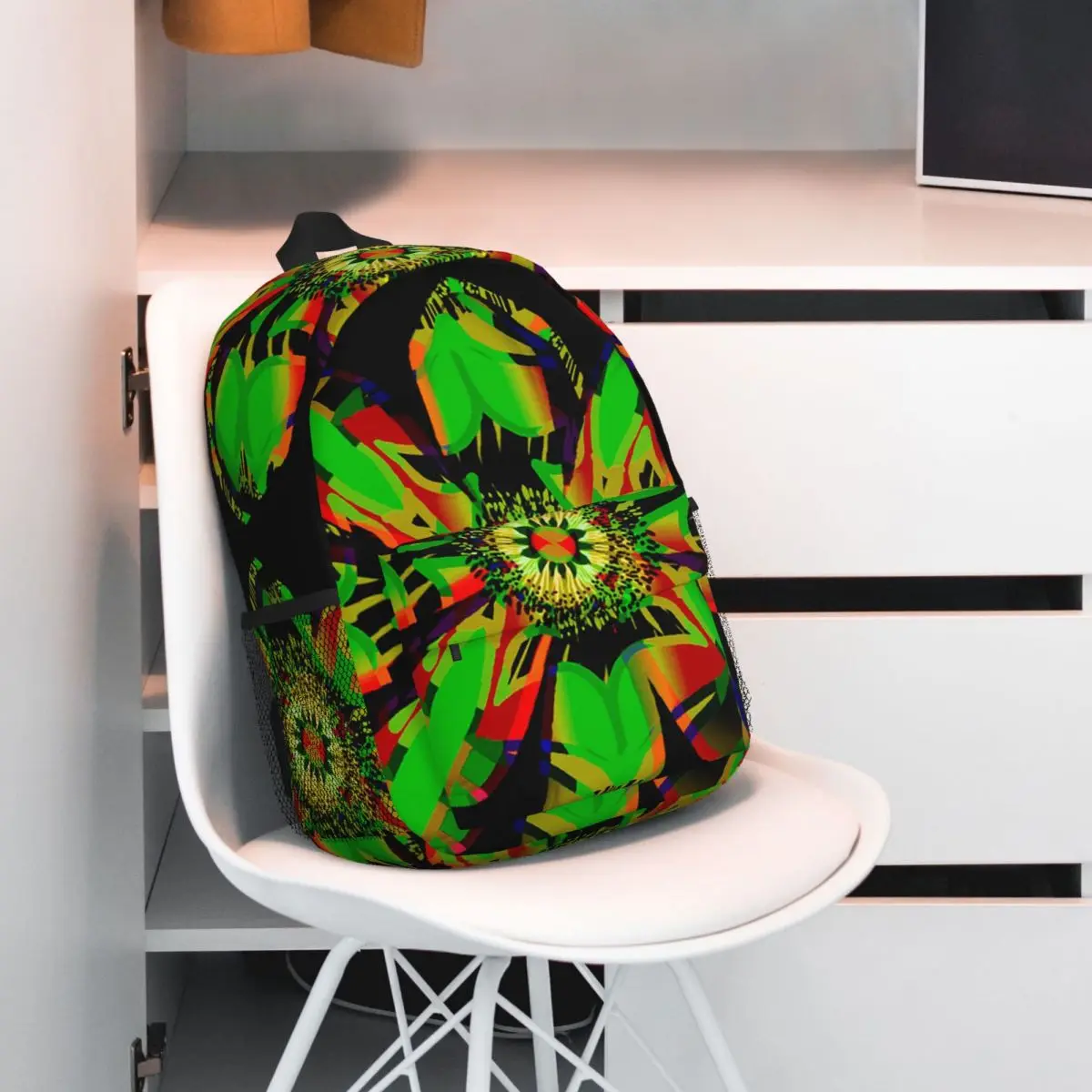 Рюкзак для книг подростков вместительный с цветочным принтом