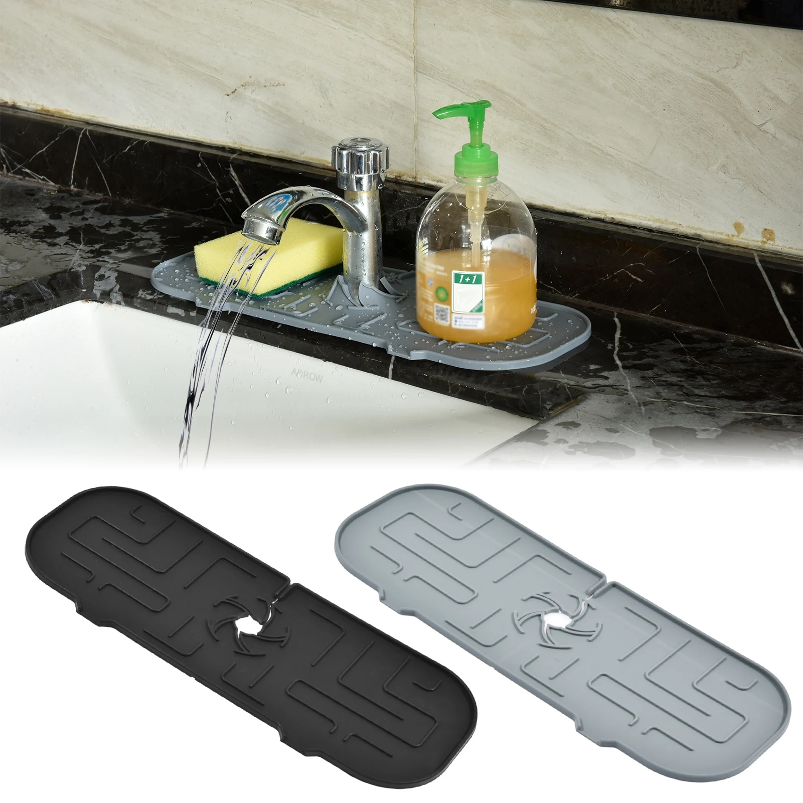 

Silicone Faucet Mat For Kitchen Sink Splash Guard Drain Pad Bathroom Faucet Splash Water Catcher Mat Sink Countertop Protector