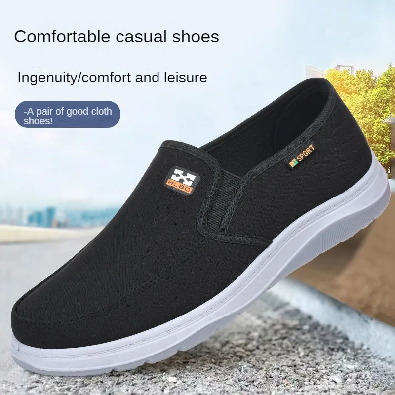 Men's Spring and Autumn Breathable Canvas Shoes Flat Bottom Anti slip Work Shoes Men's Casual Single Shoes