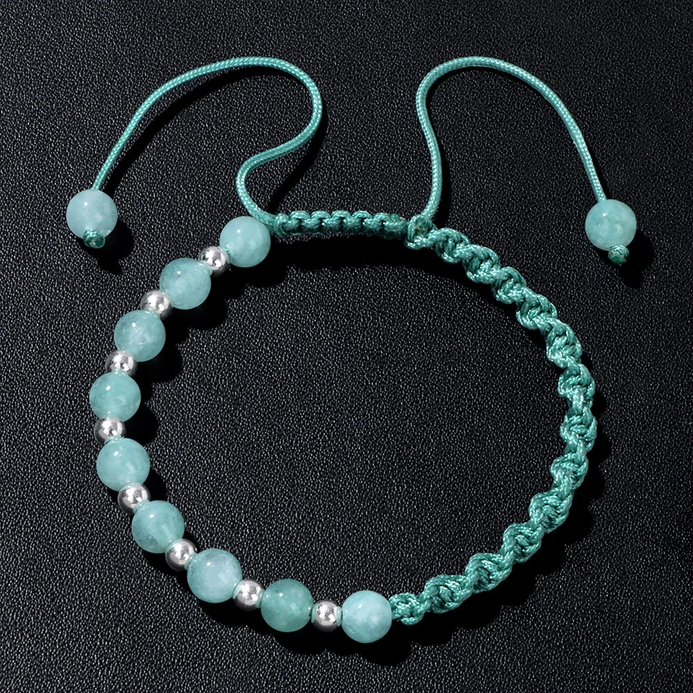 

Braided Beads Bracelet Natural Stone Angelite Bracelet Trendy Adjustable Colorful Bracelets for Men Women Yoga Reiki Jewelry 6mm