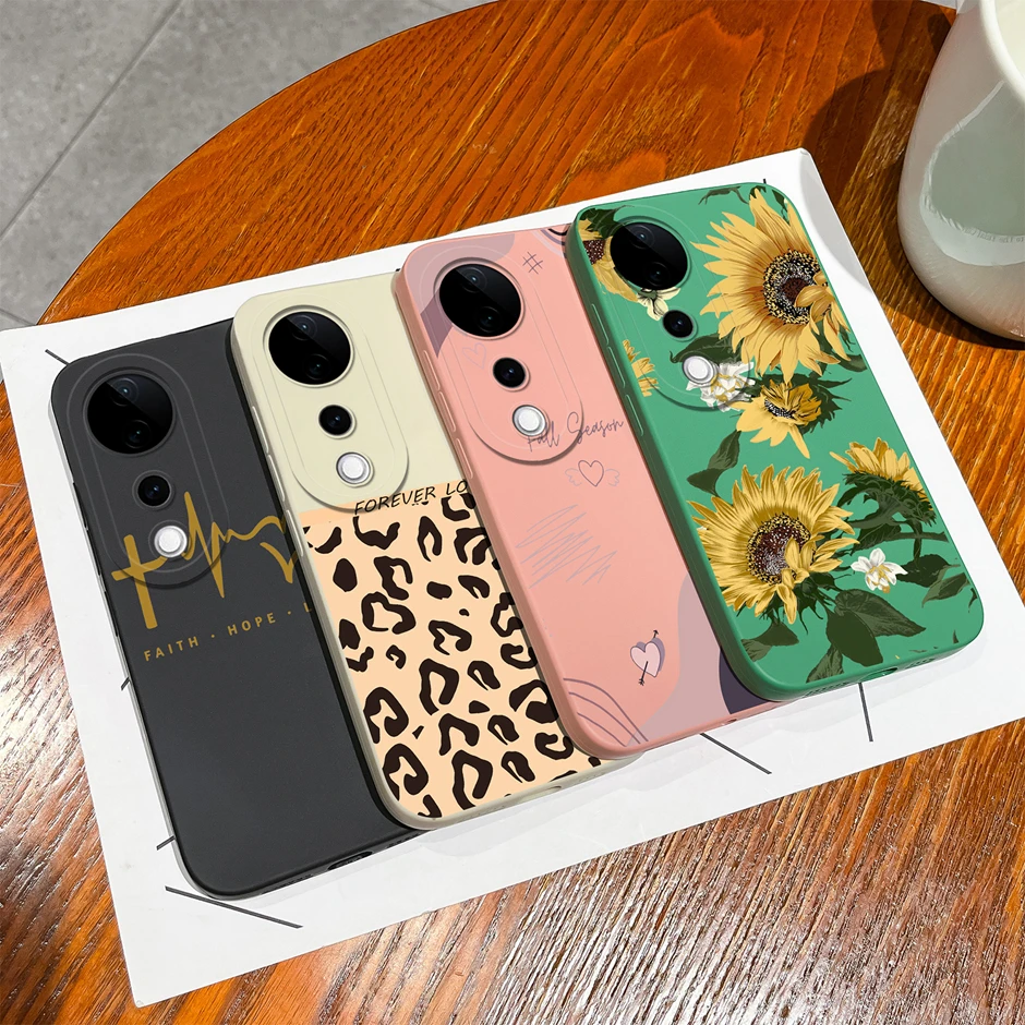 ДЛЯ Vivo V40 Pro SE Lite Женская яркая силиконовая Мягкая Противоударная телефонная