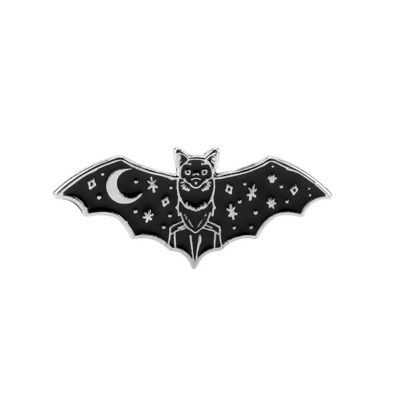 

New Halloween Brooch Personalized Bat Dark Alloy Brooch Black Bat Wings Galaxy Emblem