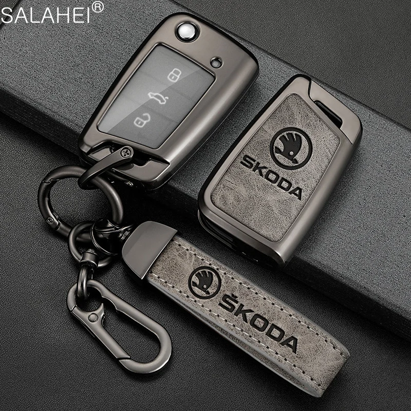 

Zinc Alloy Car Remote Key Fob Case Cover Protector Shell For Skoda Octavia A5 A7 Fabia Superb Kodiaq Karoq Keychain Accessories