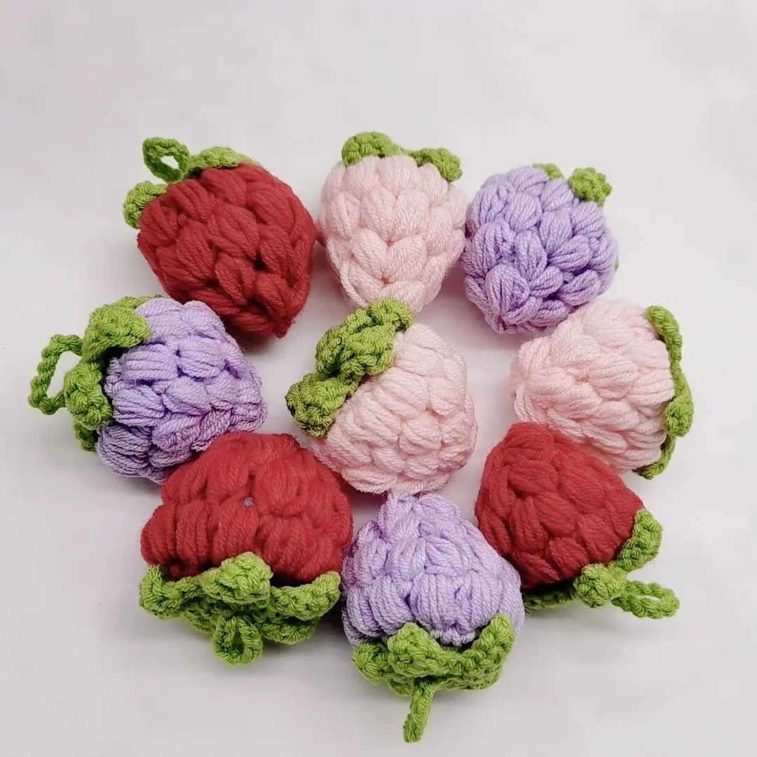 

Diy Kawaii Hand Woven Sweet Strawberry Key Chain Mobile Phone Bag Pendant Cute Girl Fruit Decoration Winter Dress