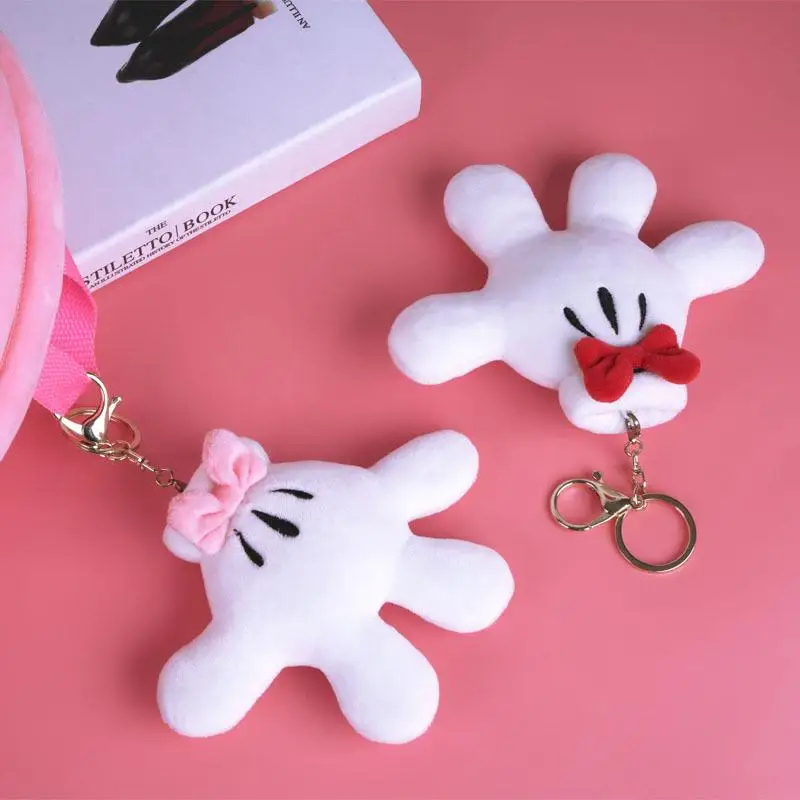 

New Disney Cartoon Genuine Plush Pendant Cute Mickey Minnie Palm Bow Doll Pendant Bag Pendant Keychain Plush Toy Birthday Gift