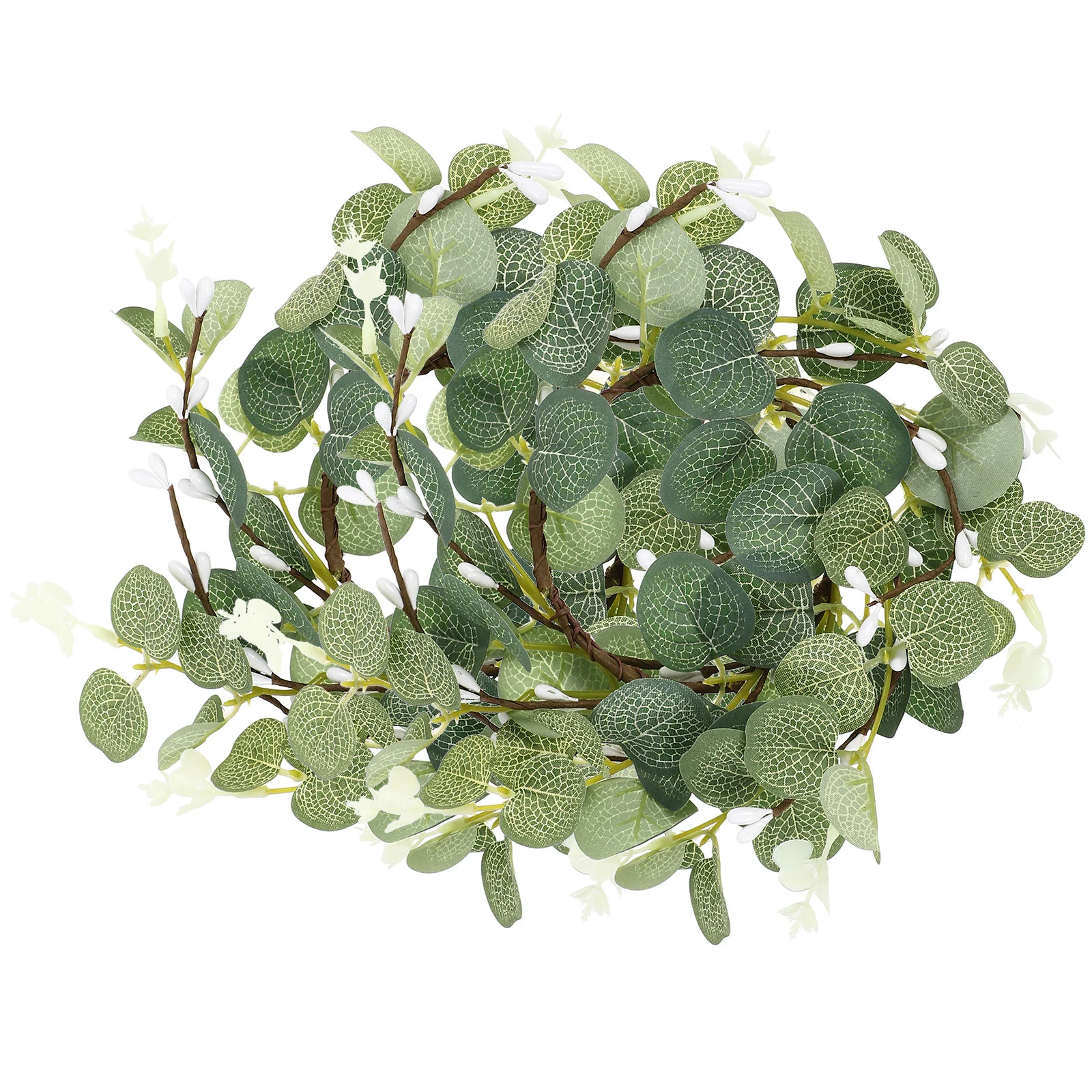 

Spring Leaf Wreath Ornaments: voluspa 2pcs Artificial Eucalyptus Leaf Wreath Hanging Garland with Berry Spring Decal for Indoor