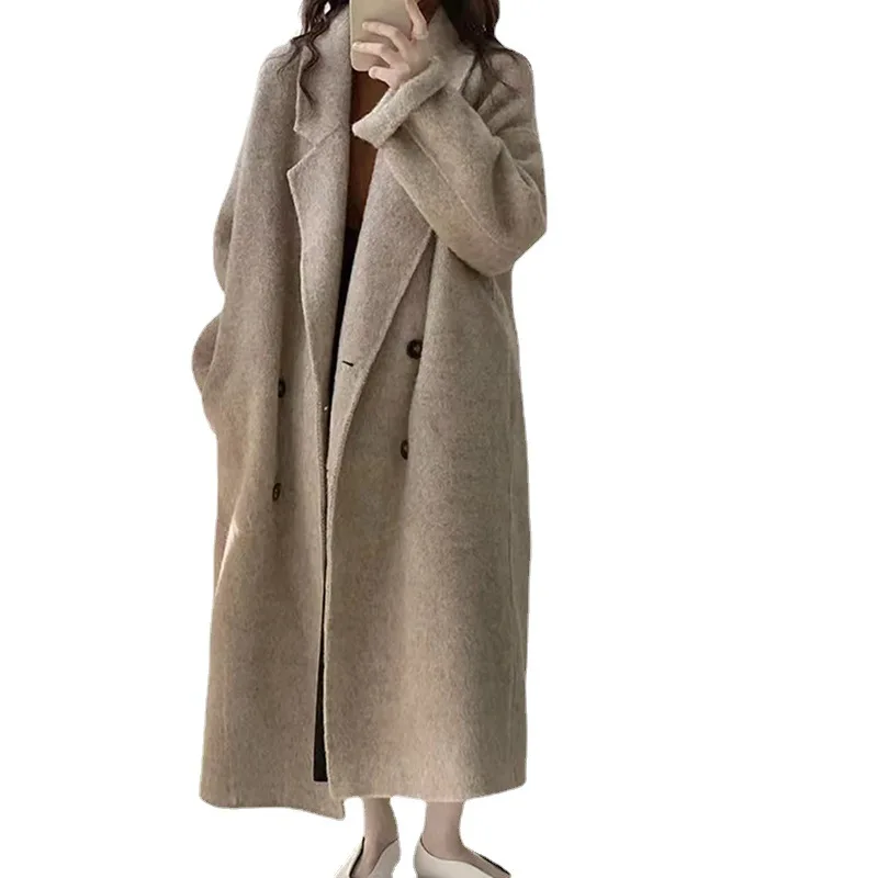 

2022 winter new baby ostrich super fine wool double-sided cashmere coat double-breasted women's coat
