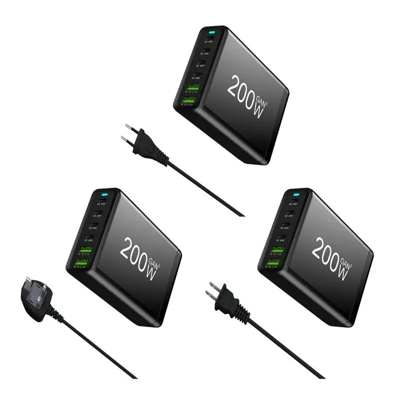 

Charger 200W 6 Ports Fast Charging Station For Multiple Devices Multi Port Travel Fast Charger Hub For Smart Phones Tablet