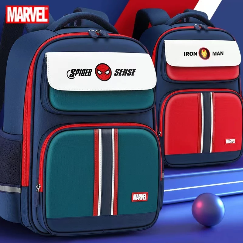 Marvel New School Bag For Boys Primary Middle Student Shoulder Orthopedic Backpack Grade 1-5 Spider Man Large Capacity Mochilas