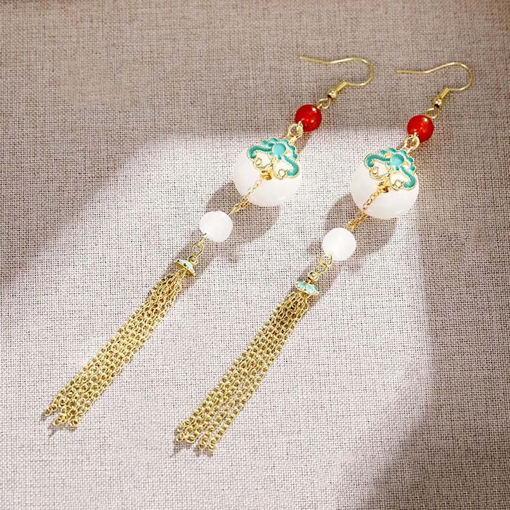 Серьги с кисточками в китайском античном стиле Ханфу висячие серьги длинной