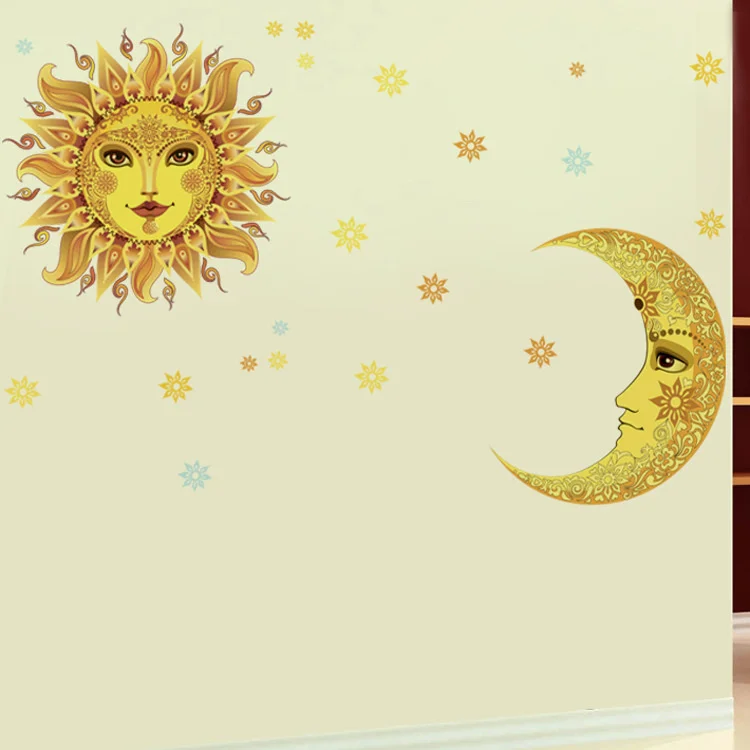 

Export wall stickers mt1088 Sun Moon combination art wall stickers bedroom living room removable decorative wall stickers