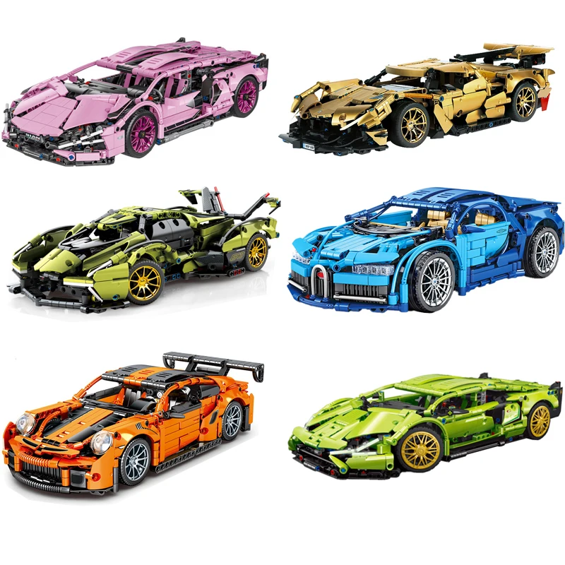 

High Technical Super Racing Sport Car Model Building Blocks City Mechanical Racer Famous Speed Vehicle Bricks Boy Adult Toy Gift