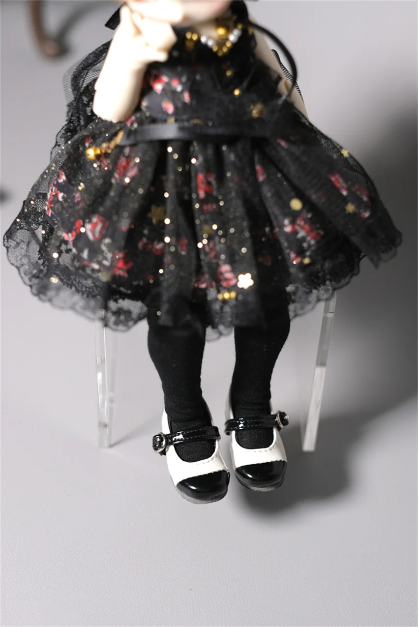 BJD YOSD кукольная обувь 1/6 1/4 черно-белая подходящая цветная Маленькая кожаная