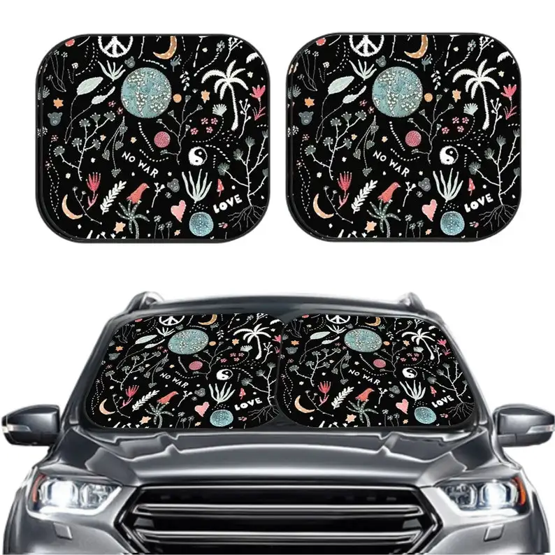 

2PCS Icons Car Sun Shade, Car UV Blocking Mat Pad, Car Windshield Cover, Windshield Sun Shade,for Jeep Trailer RV SUV