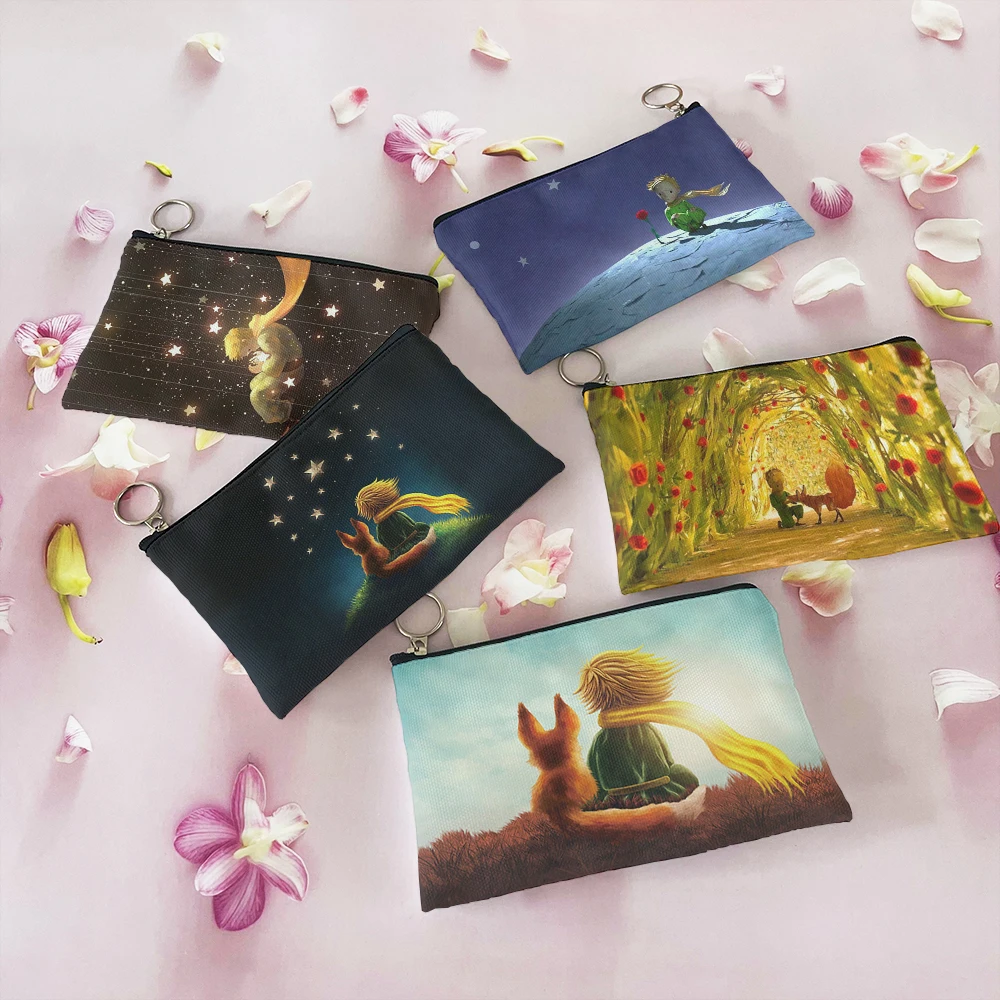 Little Prince Of France Print Small Cosmetic Bags Sanitary Napkin Storage Bag Girl Women Coin Money Card Eearphone Holder Pouch