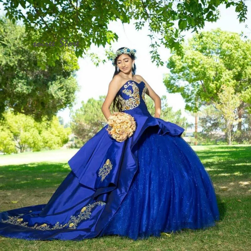 pais royal azul glitter quinceanera vestidos para doce 15 ano vestido de baile inchado