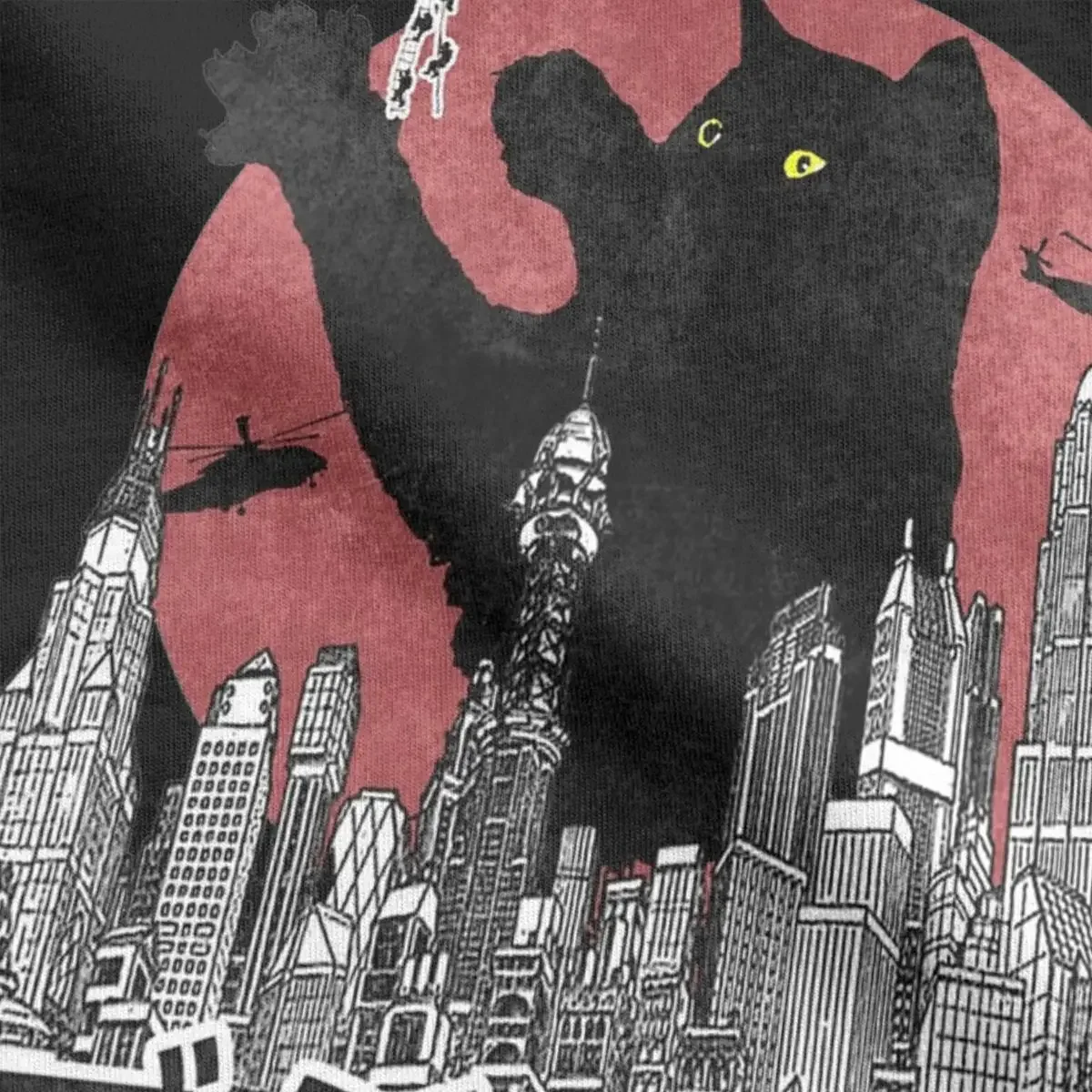 Футболка Catzilla с изображением кошки Мужская забавная футболка из чистого хлопка