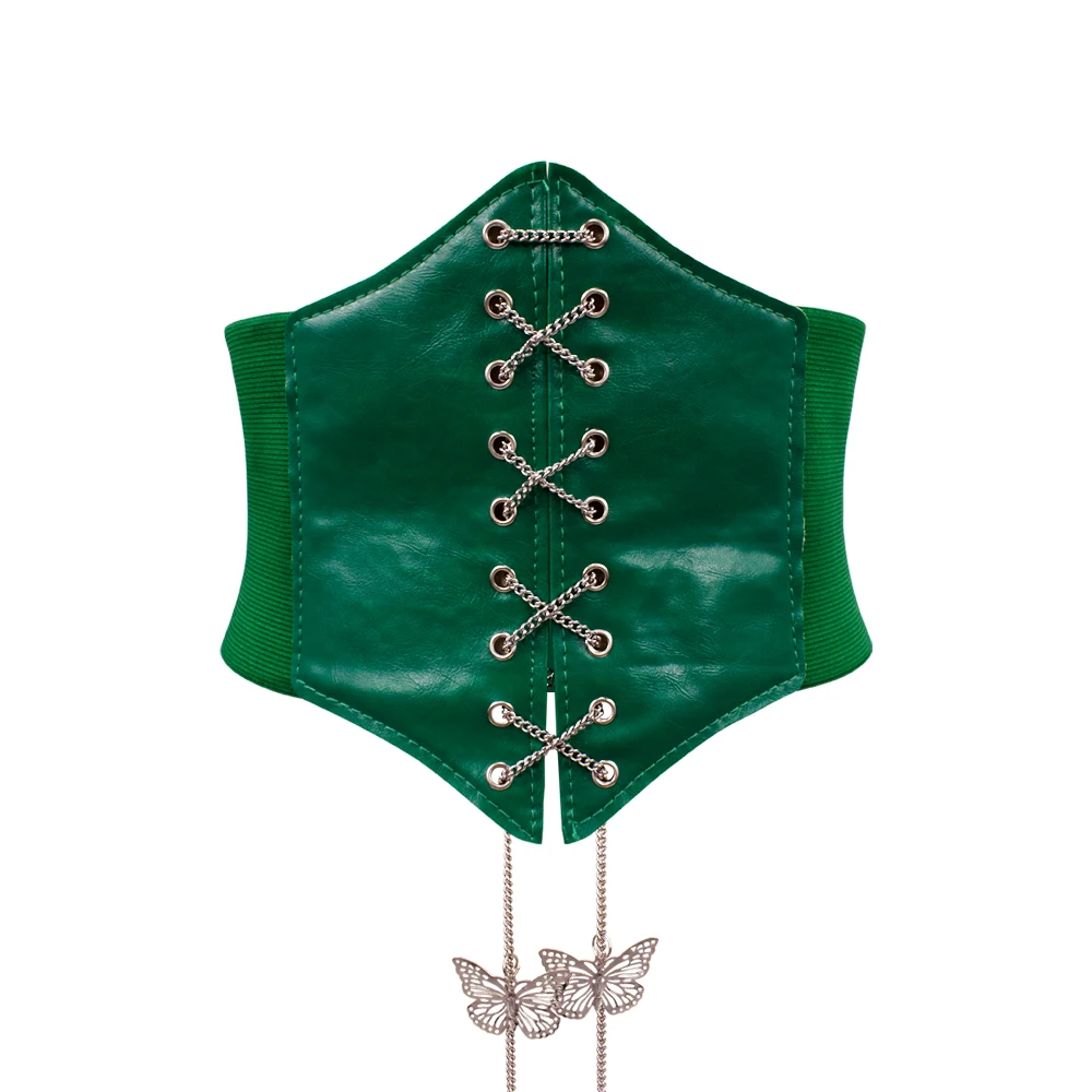 

Готический зеленый корсет для талии, Женский широкий сексуальный Нижний Бюст, женский эластичный пояс, шикарный корсет, Cincher VD2597