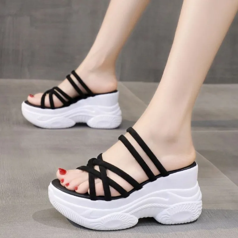 

Женские босоножки на высоком каблуке, летние новые модные массивные шлепанцы, повседневная обувь, сексуальные туфли-лодочки, сланцы, новинка 2023