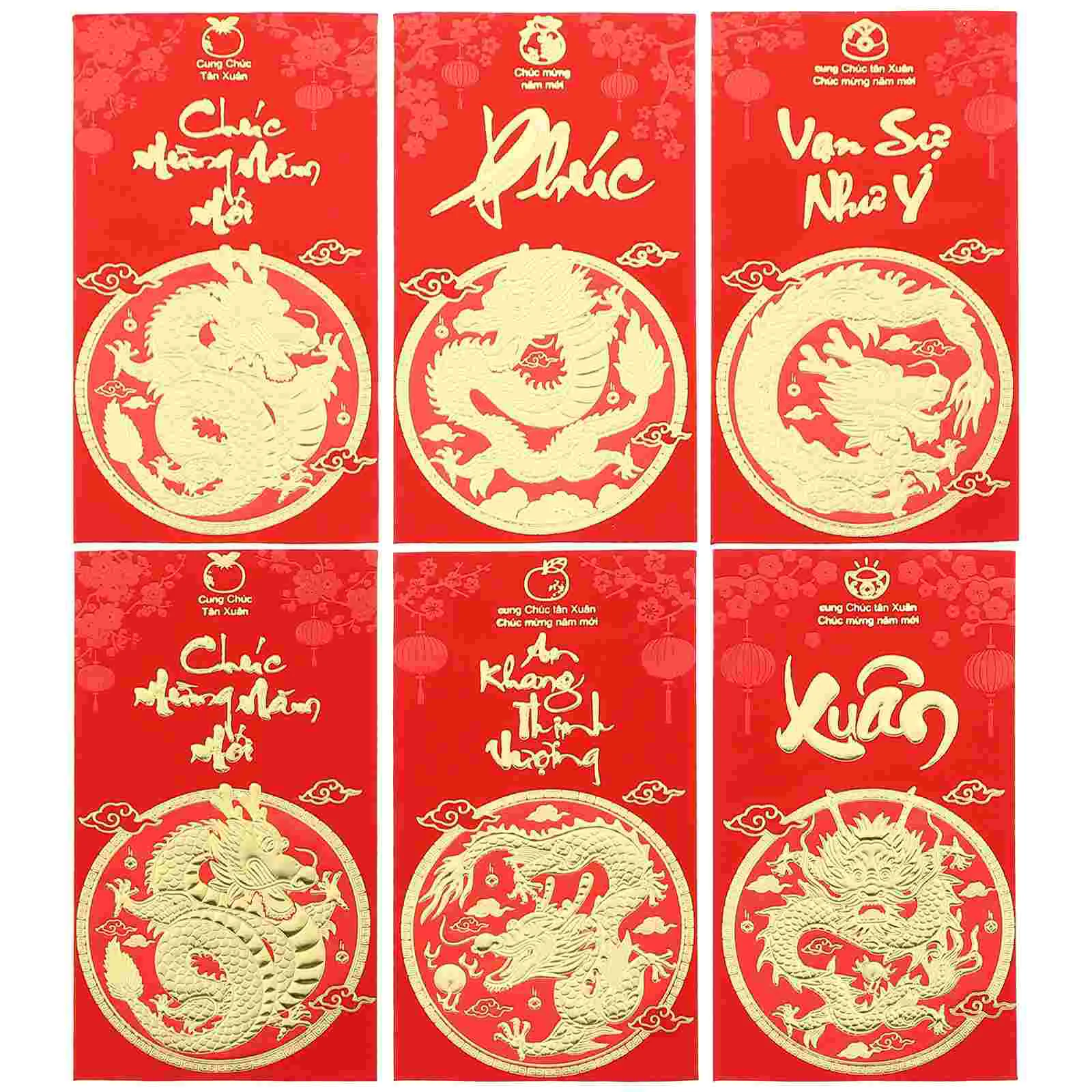 

6Pcs Zodiac Red Envelops Paper Red Envelopes Red Envelopes The Year of Dragon Lucky Money Packet