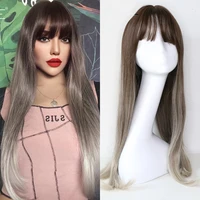 sivir synthetic wigs for women ombre color long straight with bangs heat resistant cosplaydailyparty