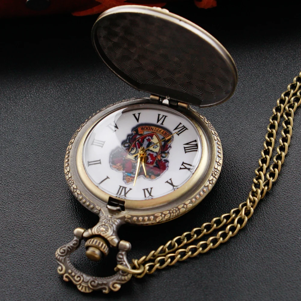 Часы в античном британском стиле, кварцевые карманные часы с цепочкой на цепочке для мужчин и женщин, значок ведьмастера, подарок для детей