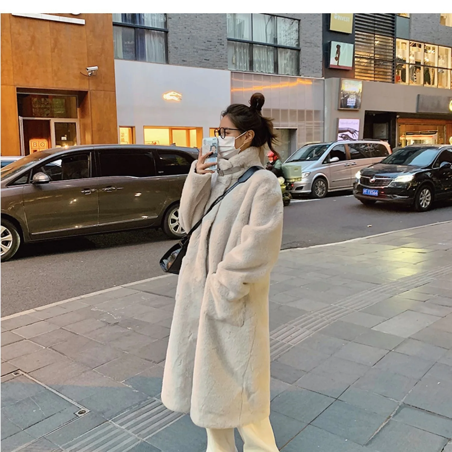 Nagodo Korean Faux Fur Coat 2022 Winter Women Long Overcoat Stand collar Mink Lamb Wool Long Furry Fluffy Fake Fur Coats