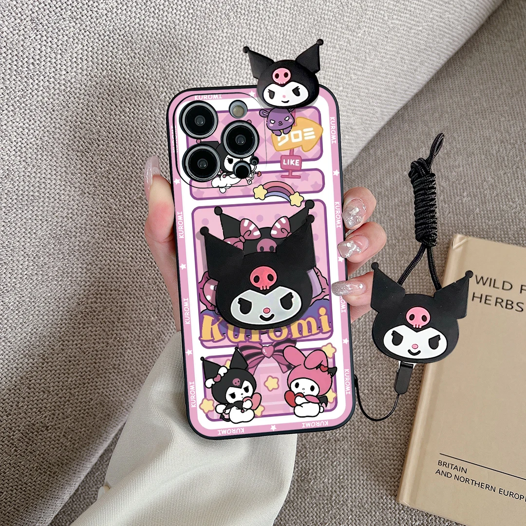 Чехол для телефона Xiaomi Poco X6 X5 X4 X3 X2 M5S M5 M4 Pro NFC GT с рисунком Sanrio Kuromi и держателем