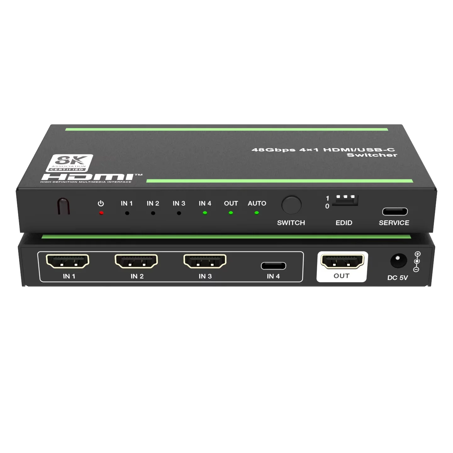 Фото 2026 8K 48 Гбит/с 4x1 HDMI/USB-C коммутатор с входом USB-C, поддержкой HDMI2.1, HDCP2.3, HDR Vision, RGB, YCbCr для PS5, HDTV, XBOX №2
