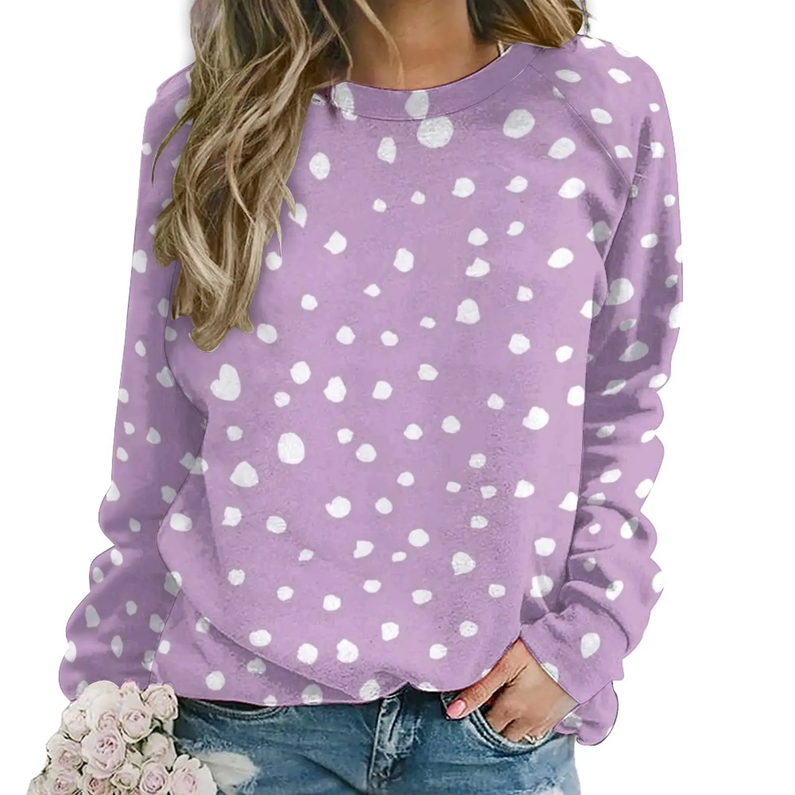 

Dalmatian Spots Print Hoodies Women Long Sleeve White Polka Dots Trendy Casual Hoodie Hot Winter Harajuku Oversized Sweatshirts