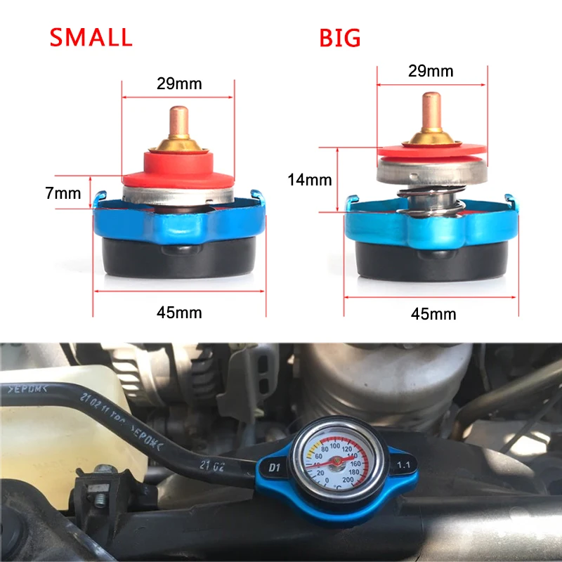 

Racing Thermost Radiator Cap Cover + Water Temp Gauge 0.9BAR or 1.1BAR or 1.3 BAR Cover No Logo Car Motorcycle Styling Hot Sale