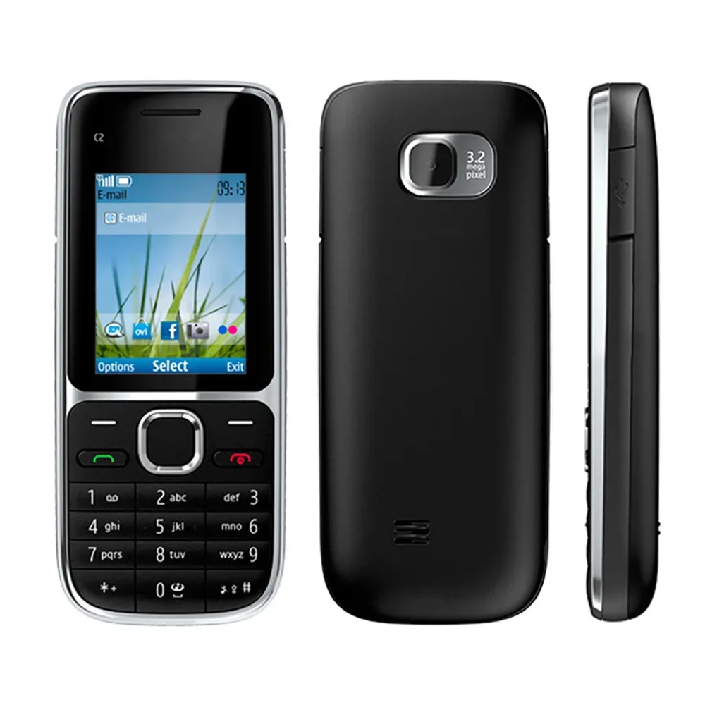 Фото Мобильный телефон Nokia C2-01, разблокированный для всех сетей, камера 3.15 МП, 3G, многоязычная клавиатура (русский, арабский, иврит), базовый сотовый телефон №1