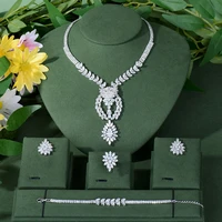 new trendy white cz jewelry set for women wedding zircon cz african dubai bridal jewelry set dance party n 38