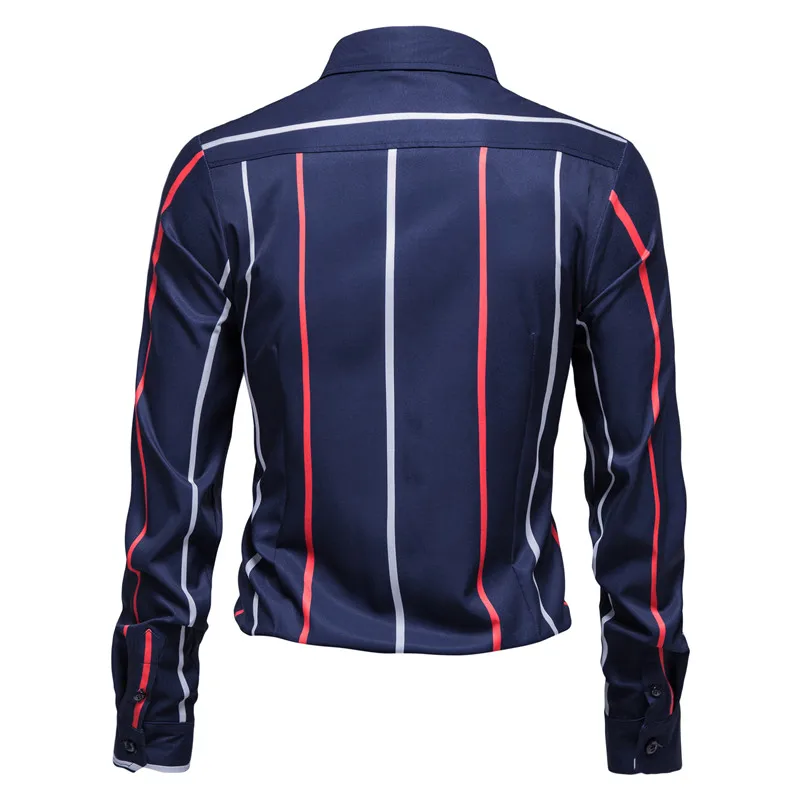 Men's business casual long sleeve shirt printed loose high quality striped shirt fashion Korean shirt 2022 spring new product