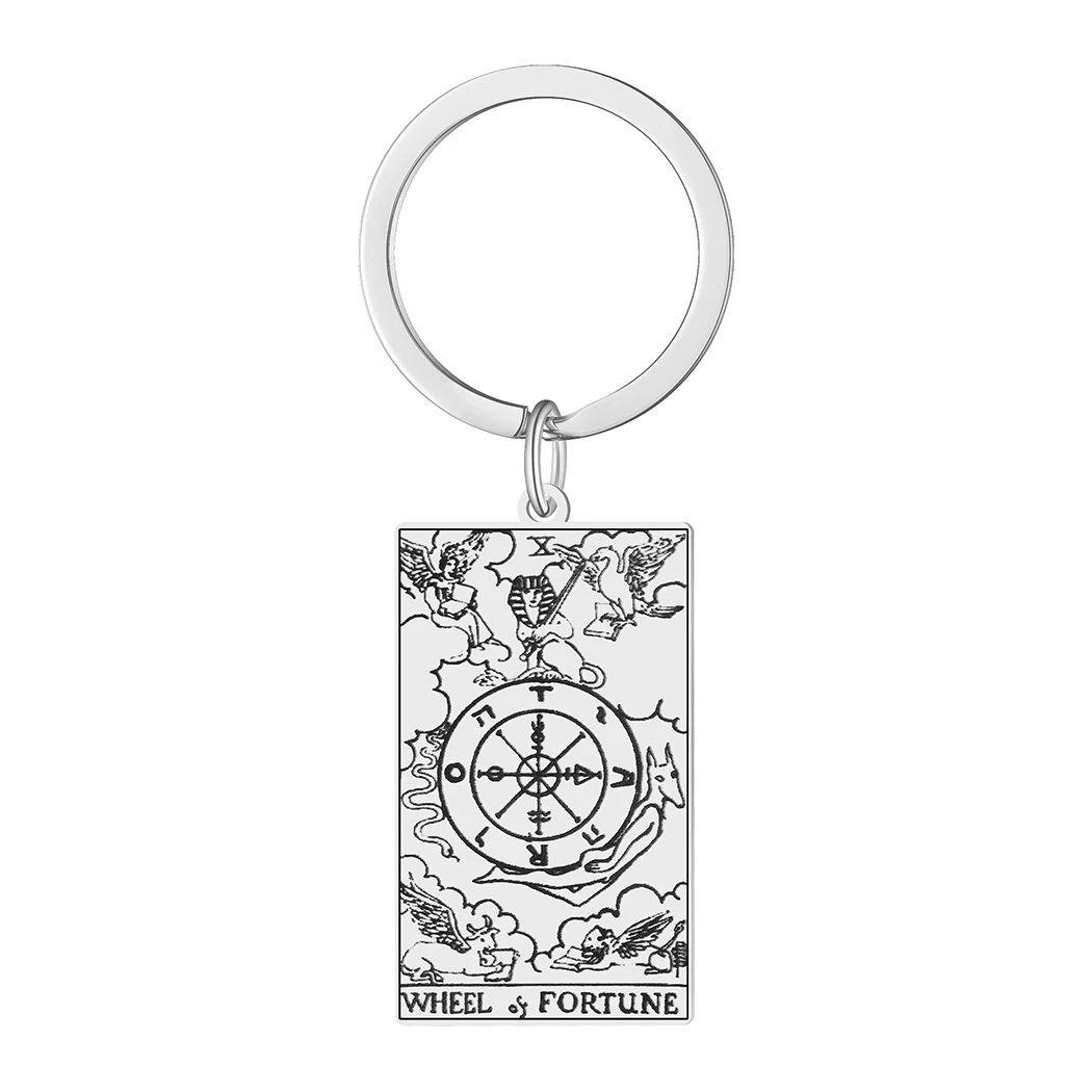 

Брелок для ключей Tarot талисман подвеска, кольцо для ключей из нержавеющей стали, ювелирный брелок, аксессуары для мужчин и женщин, подарки