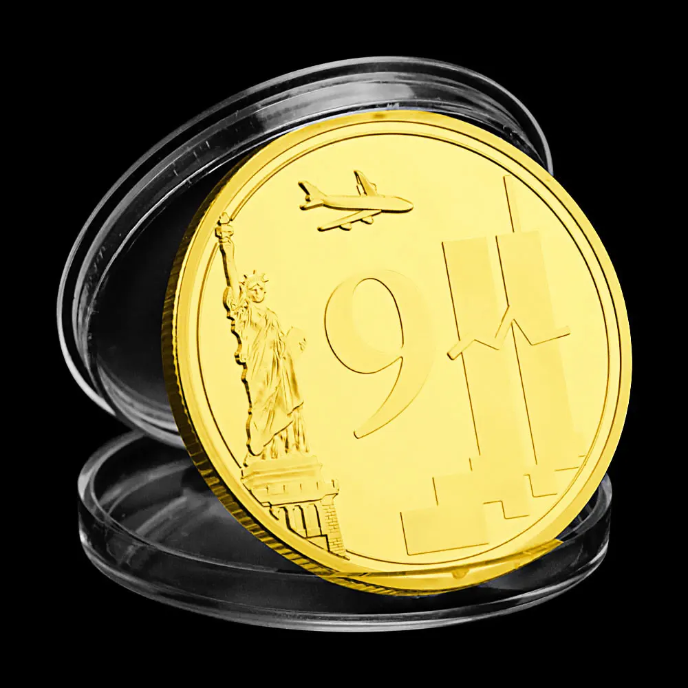 

2021 The 20th Anniversary of 9/11 Terroist Attacks World Trade Center Souvenir Gift Gold Plated Challenge Coin Collection