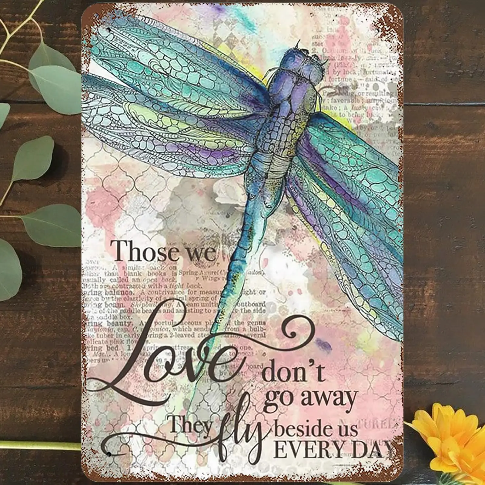 Винтажный металлический жестяной знак 8x12 дюймов декор для стен со стрекозой