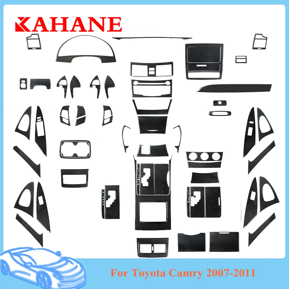 

For Toyota Camry 2007-2011 Car Interior Stickers CD Player Radio System With Automatic Transmission Carbon Fiber Black Strip