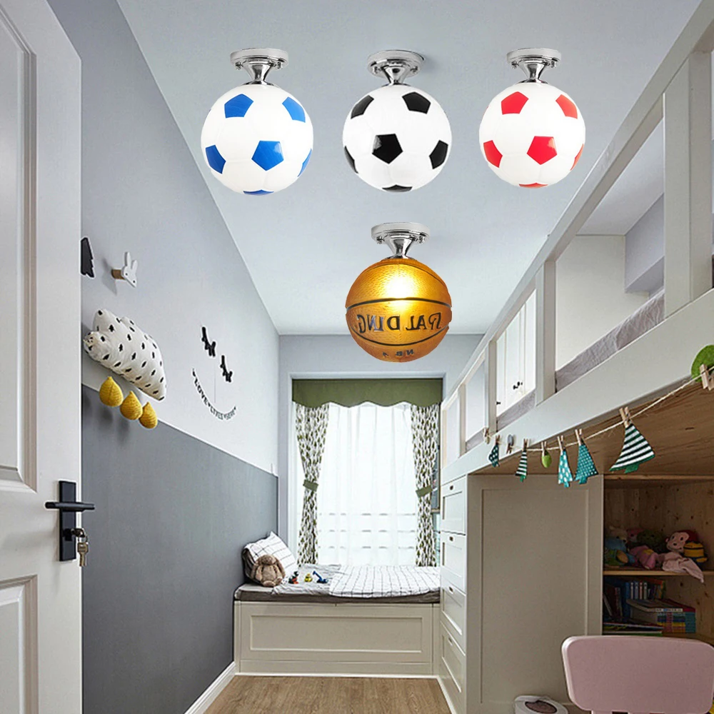 

220V E27 Football LED Ceiling Lamp Night Light Modern Style Indoor Lighting Lamp for Living Room Bedroom for Children Best Gift