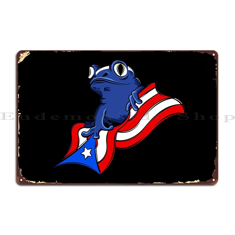 

Пуэрториканская лягушка металлический знак Ретро Настенный декор персонализированный клубный жестяной знак постер